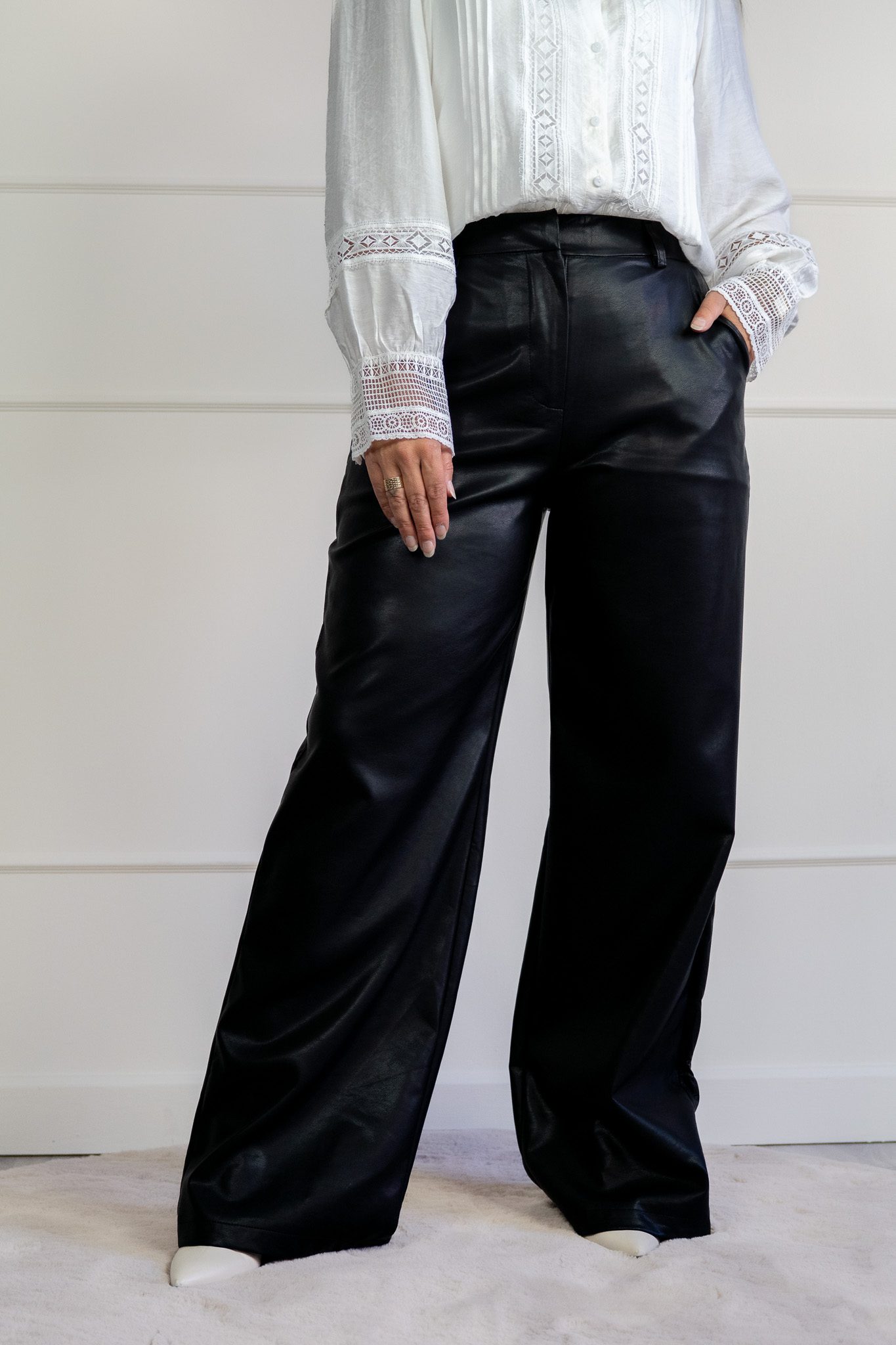 Unika Leren Broek Zwart