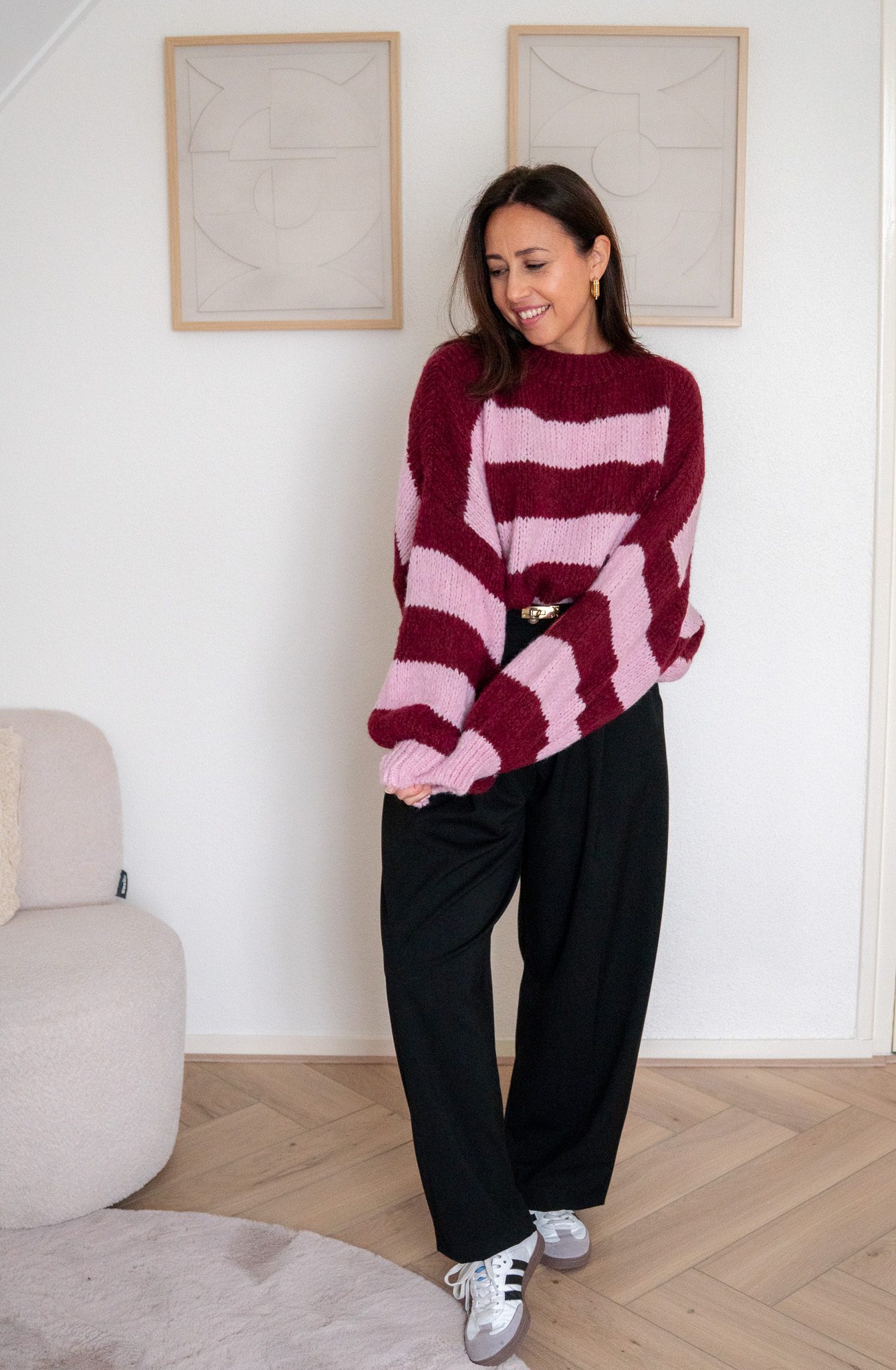 SC Charlie Trui Gestreept Bordeaux/Roze - Afbeelding 2