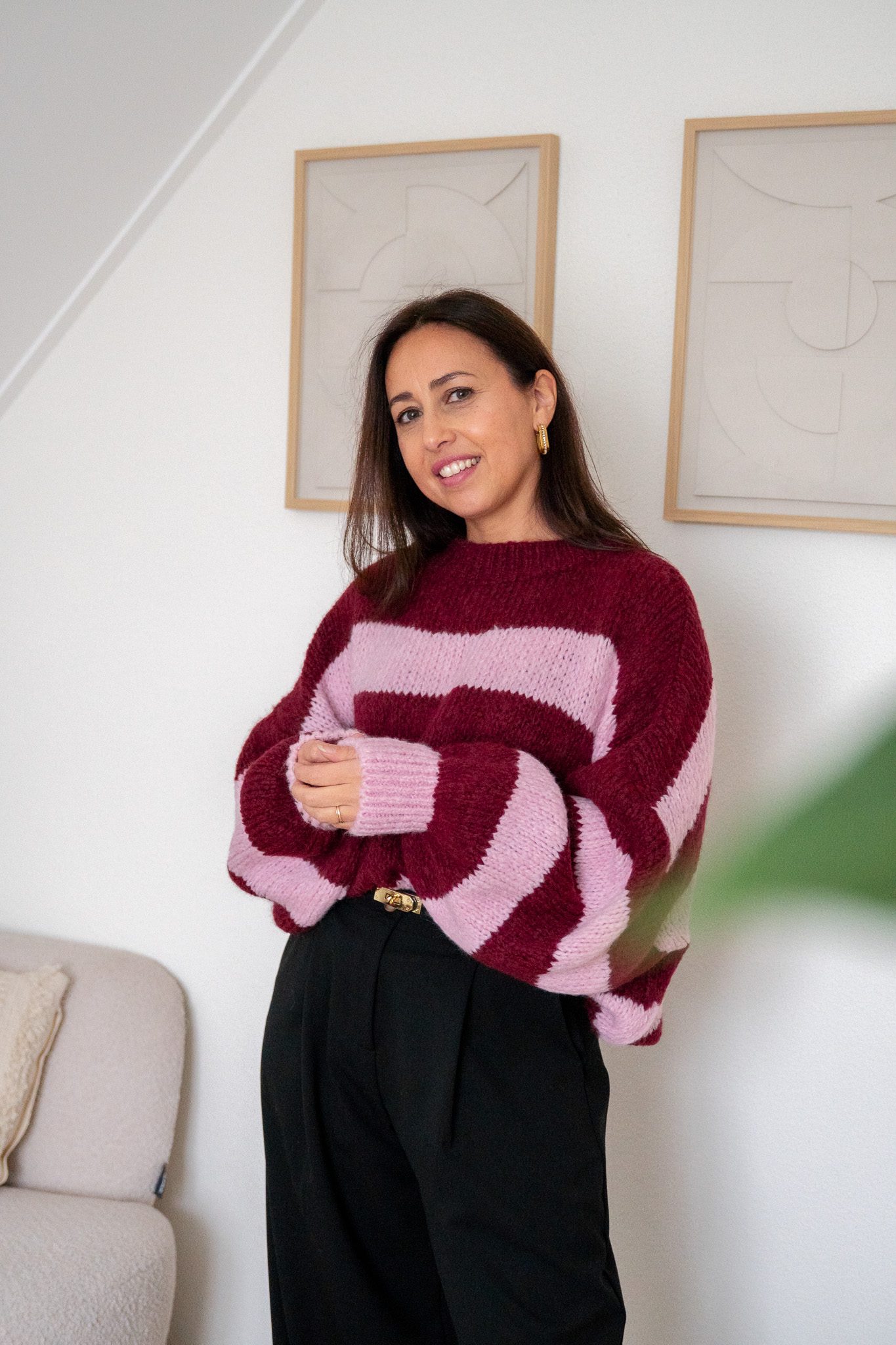 SC Charlie Trui Gestreept Bordeaux/Roze