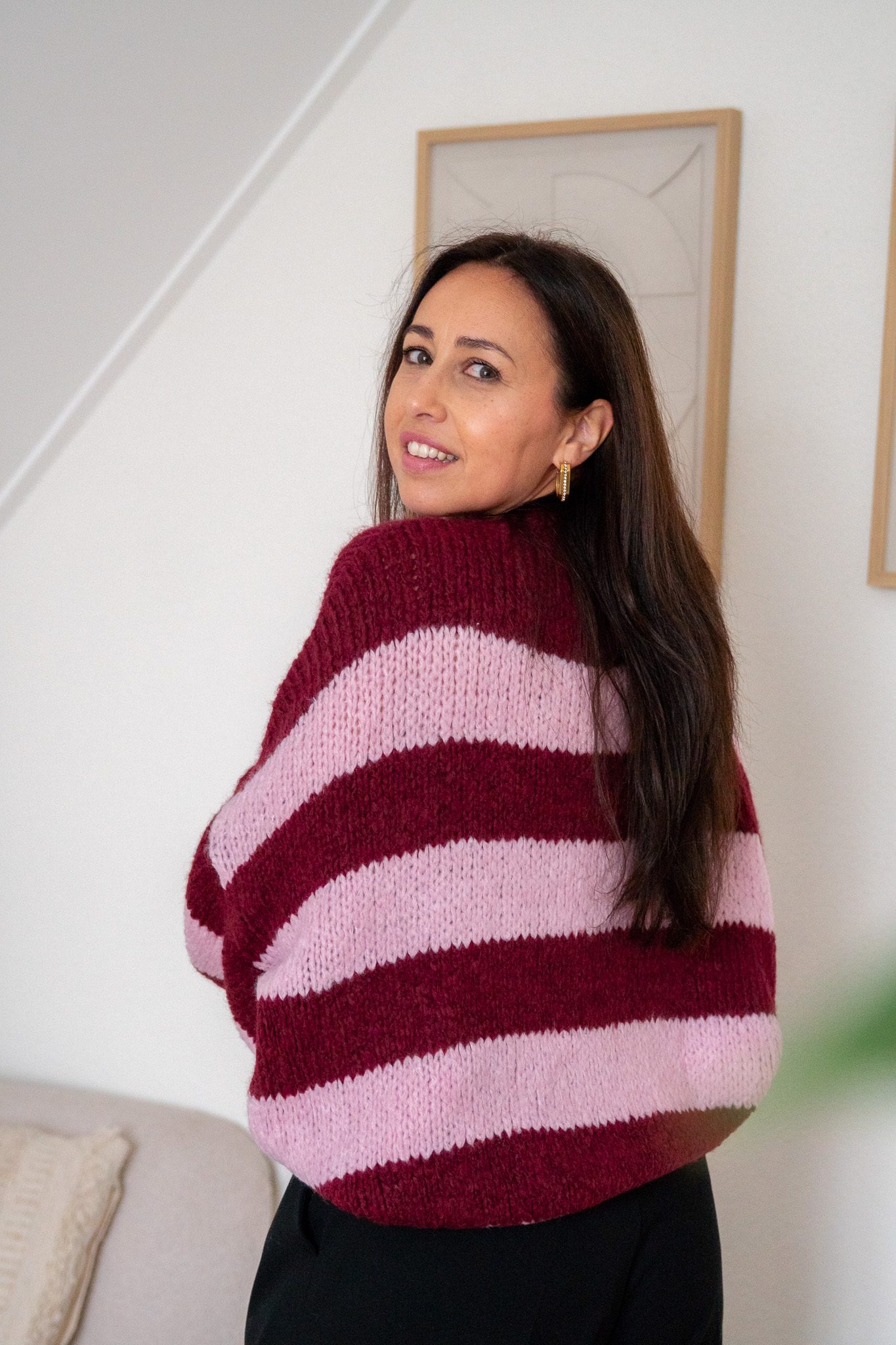 SC Charlie Trui Gestreept Bordeaux/Roze - Afbeelding 3