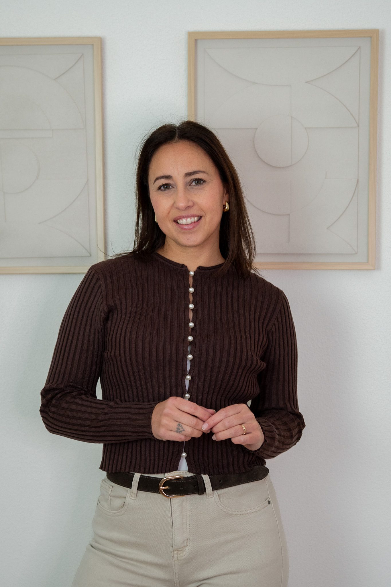 Liva Vestje Bruin met Parel Knoopjes - Afbeelding 2