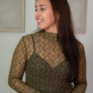 Claire Kanten Top Olijfgroen