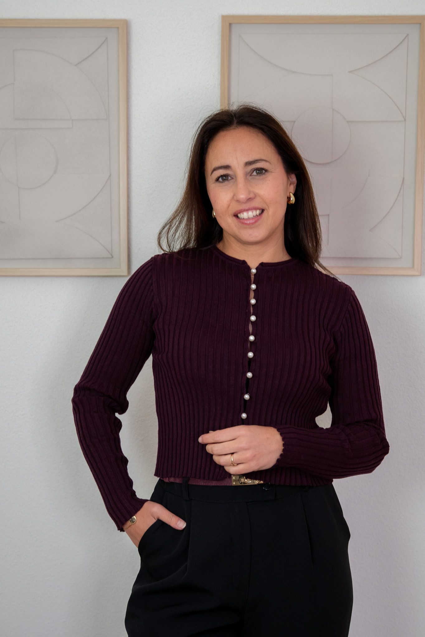 Liva Vestje Bordeaux met Parel Knoopjes - Afbeelding 2