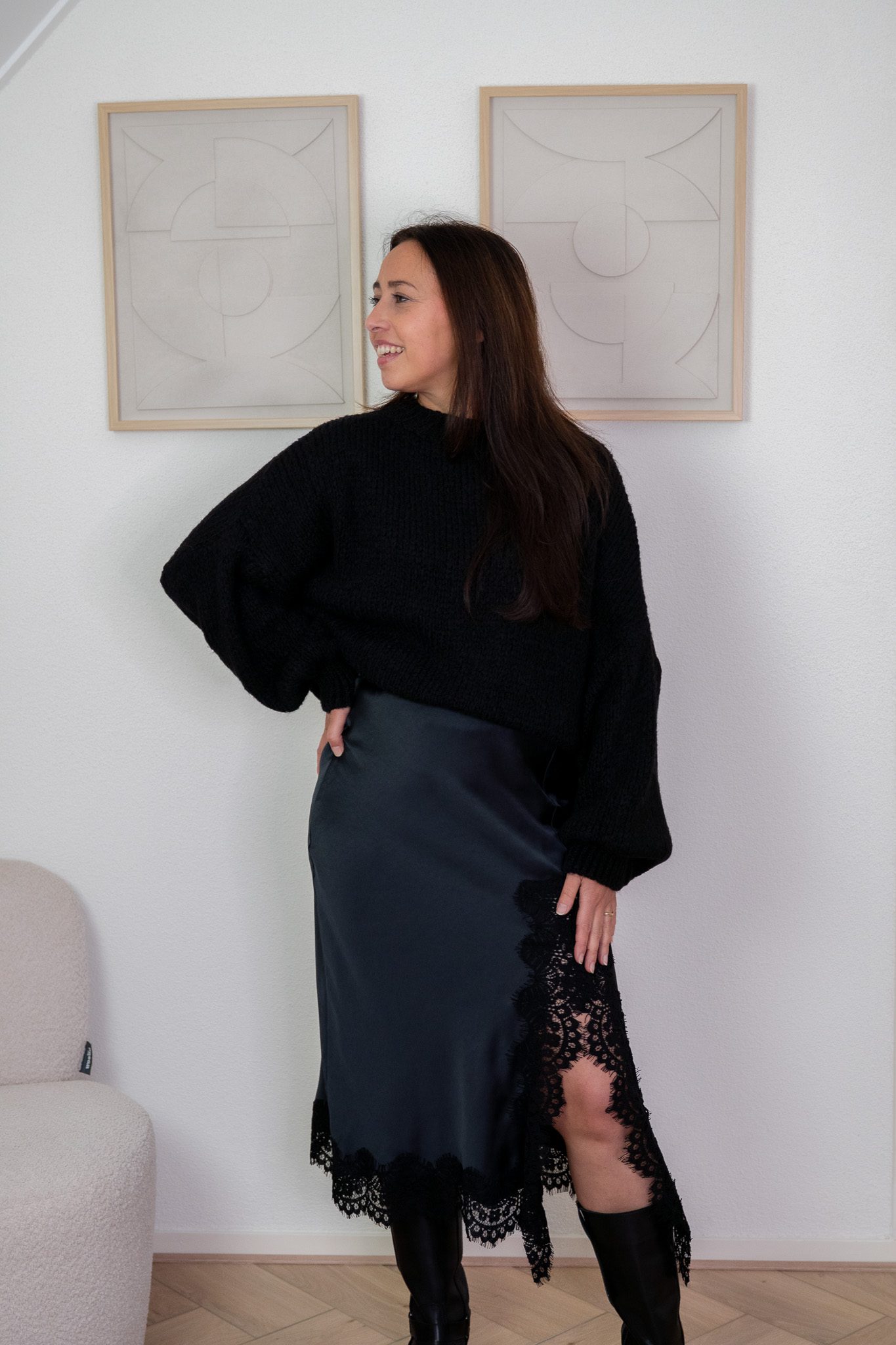 Marja Rok Zwart met Kanten Strook - Afbeelding 3