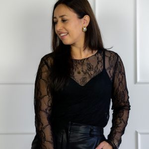 Fabiana Kanten Top Zwart - One size