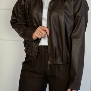 Jada Bomber Vegan Leder Bruin
