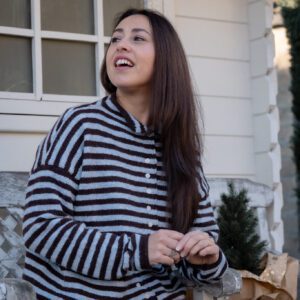 Nox Gestreept Vest Bruin-LichtBlauw