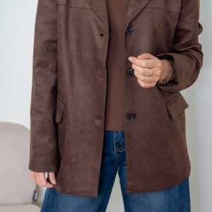 Veerle Blazer, Suede Look Bruin