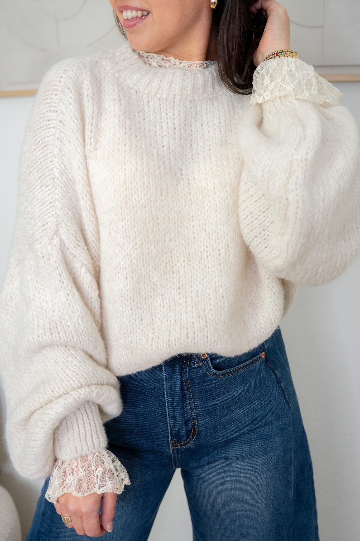 Claire Kanten Top Creme - Afbeelding 3