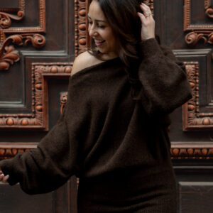 Ember Jurk Bruin Gebreide