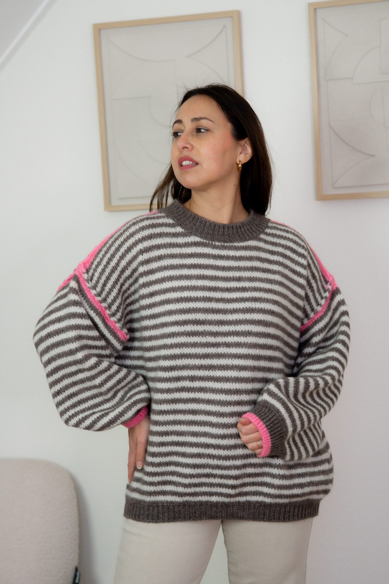 Letty Trui Roze Gestreept - Afbeelding 2