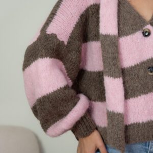 Marlow Stripe Vest – Taupe met Roze