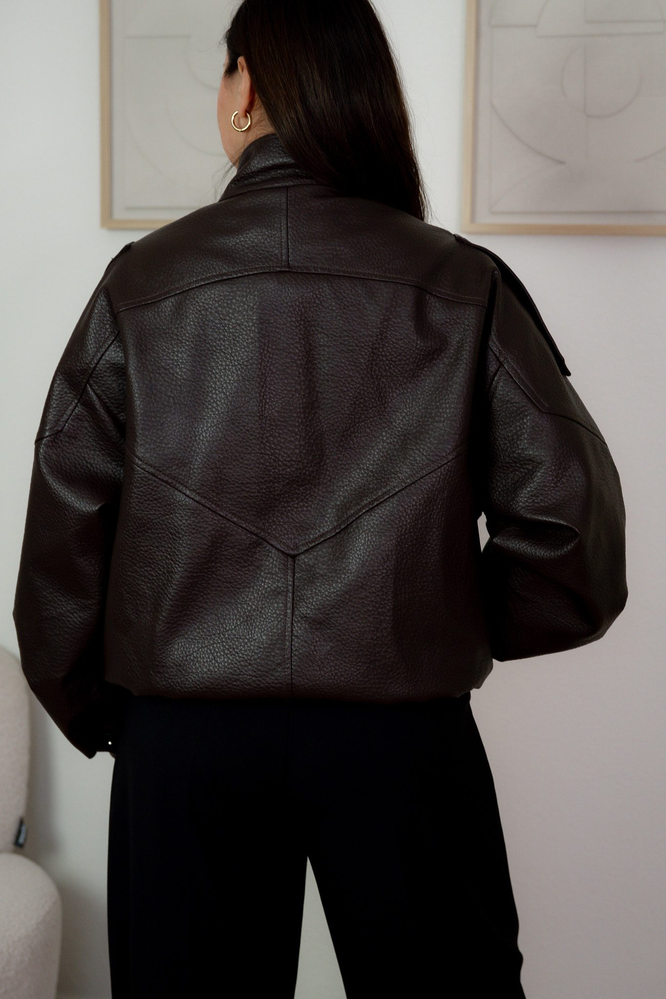 Rizky Vegan Leren Bomber Bruin - Afbeelding 2