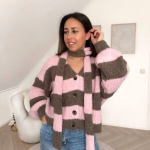 Marlow Stripe Vest – Taupe met Roze