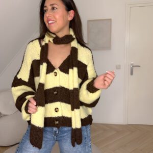 Marlow Stripe Vest Bruin met Geel