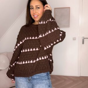 Rosie Knit Bruin met Roze