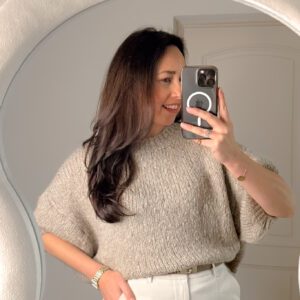 Lottie Trui Gebreid Korte Mouw taupe