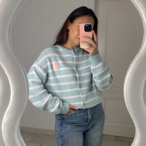 Cleo Vestje Gestreept Blauw/Creme