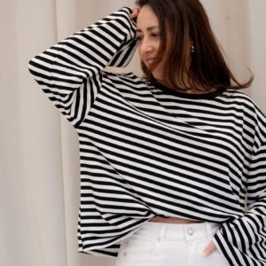 Vinny Gestreepte Longsleeve Zwart/Wit