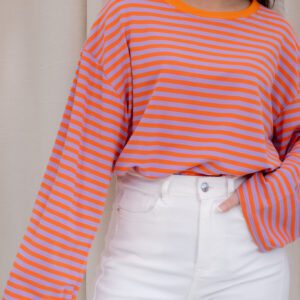 Vinny Gestreepte Longsleeve Oranje/Lila