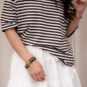 Essey T-Shirt Bruin / Wit