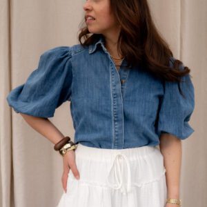 Aila Jeans Blouse Blauw